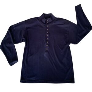 VTG Outback Red Navy Blue Henley Shirt Buttons Logo Mockneck Collar Women M